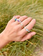 Pastel Beaded Ring Set Christian Jewelry