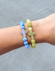 Ocean Cross Christian Stone Bracelet