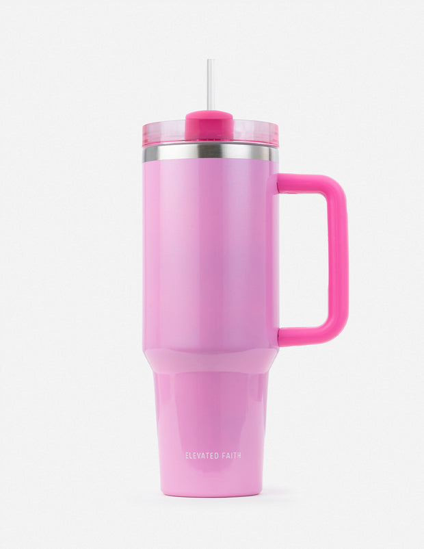 Basics Pink 40 oz Tumbler Christian Water Bottle