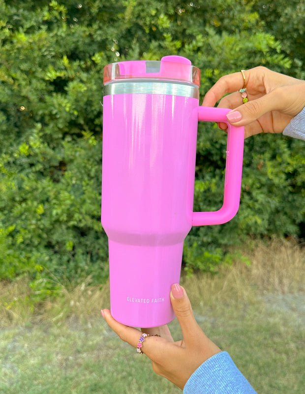 Basics Pink 40 oz Tumbler Christian Water Bottle