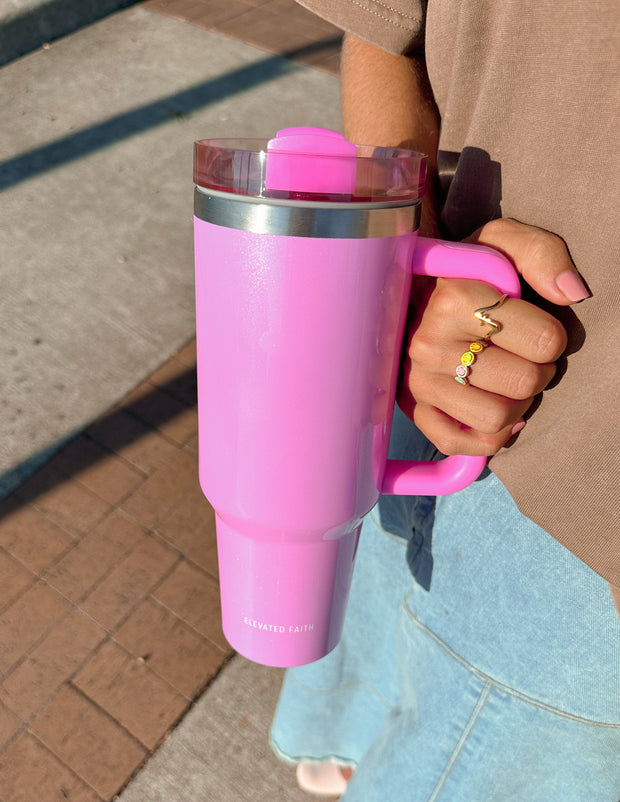 Basics Pink 40 oz Tumbler Christian Water Bottle