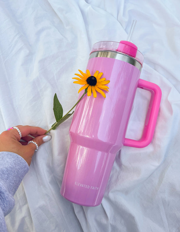 Basics Pink 40 oz Tumbler Christian Water Bottle