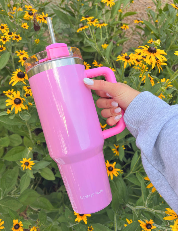 Basics Pink 40 oz Tumbler Christian Water Bottle