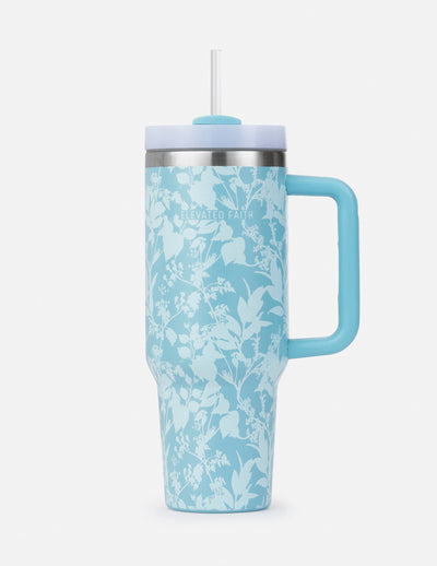 Blue Botanic 40 oz Tumbler Christian Water Bottle