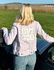 But God Cropped Denim Jacket Christian Outerwear