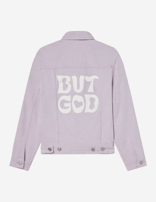 But God Cropped Denim Jacket Christian Outerwear