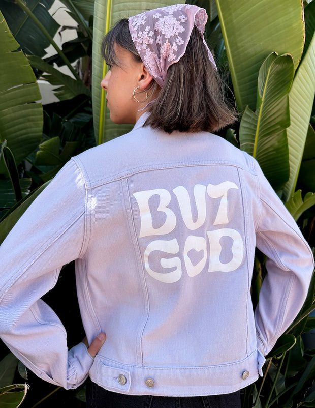 But God Cropped Denim Jacket Christian Outerwear