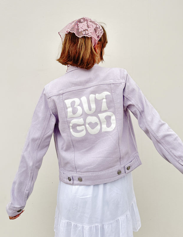 But God Cropped Denim Jacket Christian Outerwear