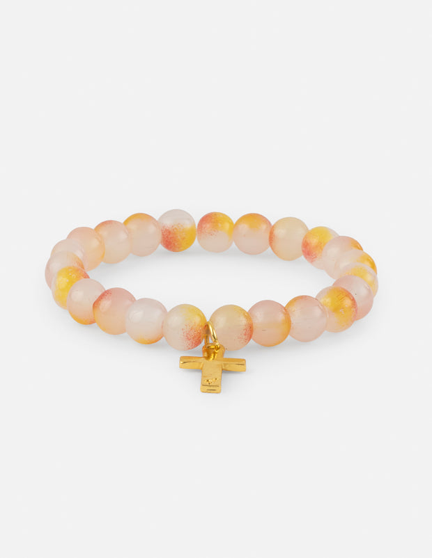 Cross Charm Stone Bracelet Christian Jewelry