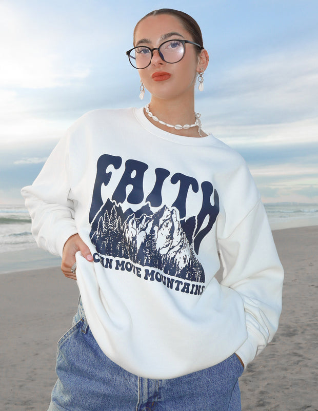 Faith Can Move Mountains Unisex Crewneck Christian Sweatshirt