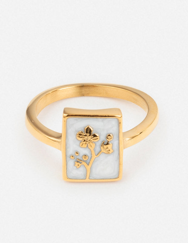 Flower Rectangular Ring Christian Jewelry