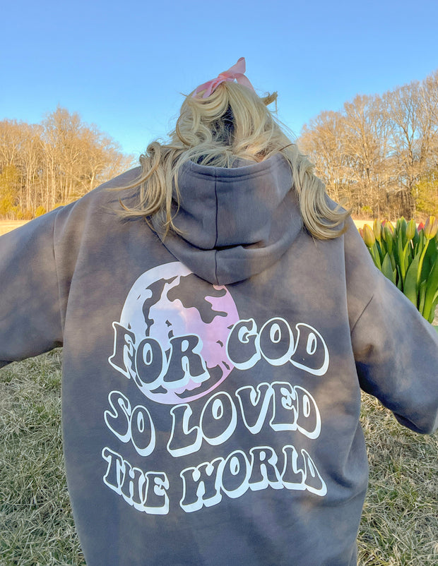 For God So Loved the World Grey Unisex Hoodie Christian Sweatshirt