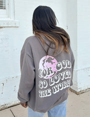 For God So Loved the World Grey Unisex Hoodie Christian Sweatshirt