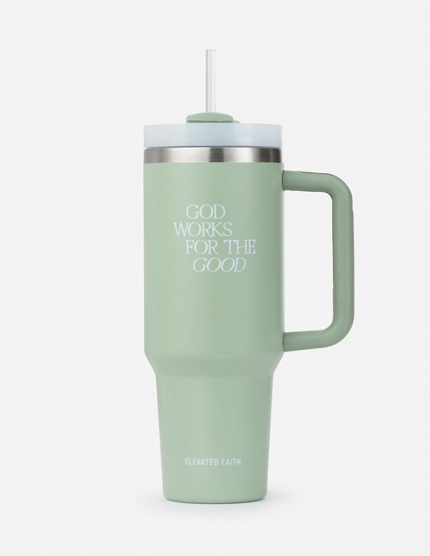 God Works for the Good 40 oz Tumbler Christian Water Bottle