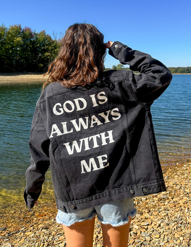 God is Always With Me Christian Denim Jacket