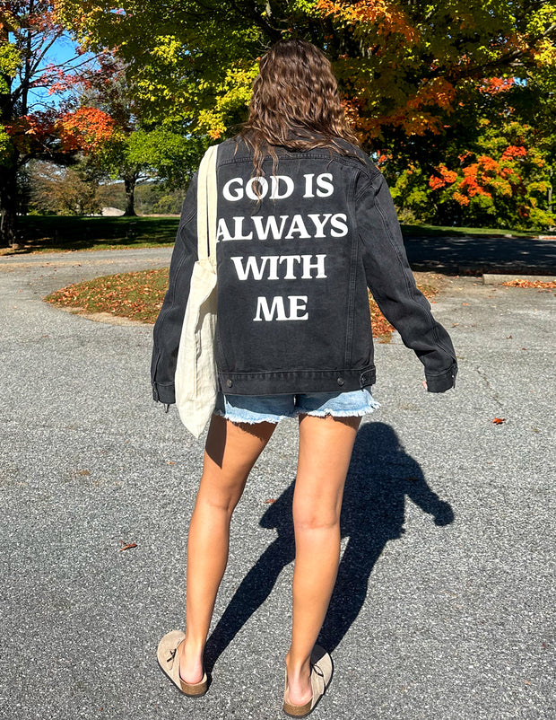 God is Always With Me Christian Denim Jacket