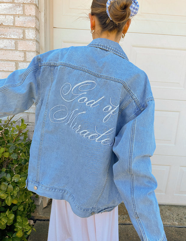 God of Miracles Denim Jacket Christian Outerwear