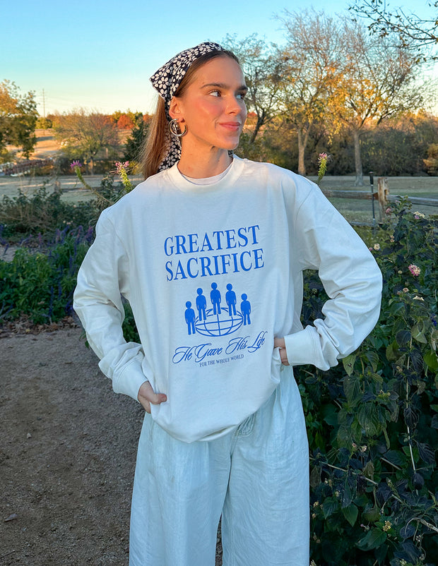 Greatest Sacrifice LS Unisex Tee Christian Long Sleeve T-Shirt