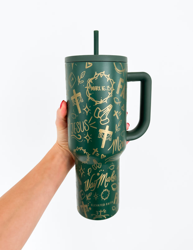 Green Allover Print 40 oz Ascend Tumbler Christian Accessories