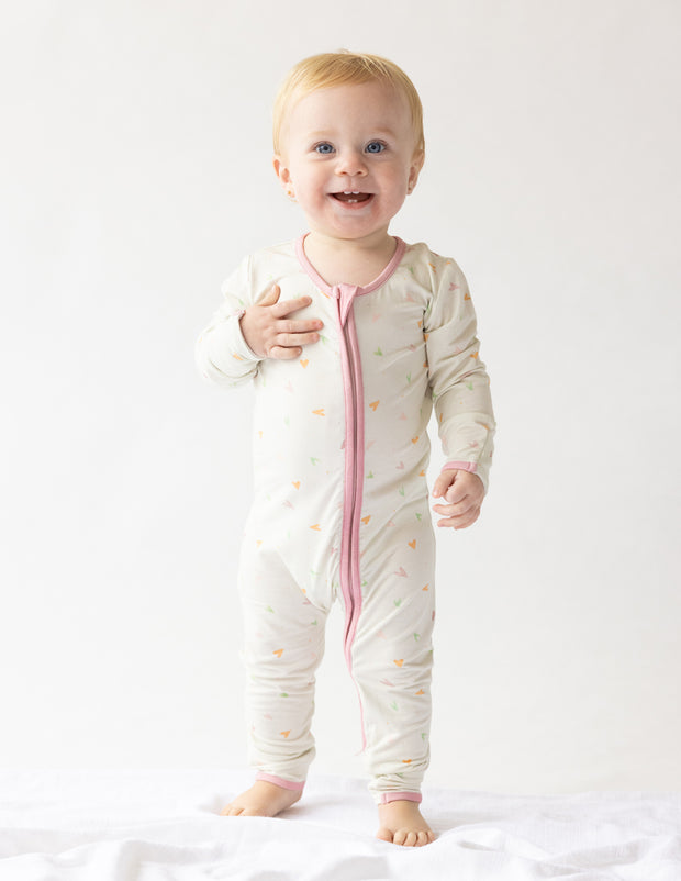 Heart Bamboo Convertible Footed Onesie Christian 2-Way Zip Baby Sleeper