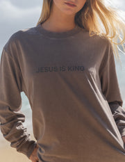 Jesus Is King Brown LS Unisex Tee Christian Long Sleeve T-Shirt