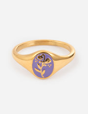 Lavender Flower Signet Ring Christian Jewelry