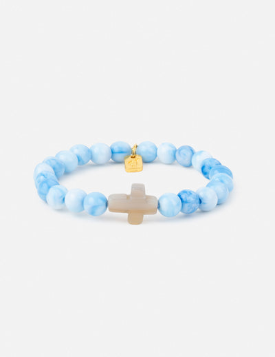 Ocean Cross Christian Stone Bracelet