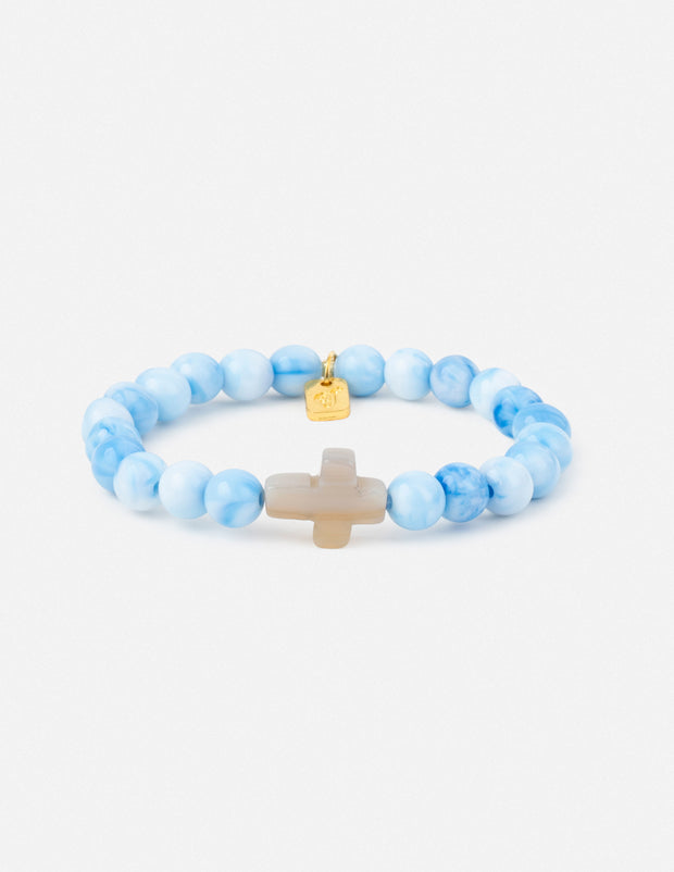 Ocean Cross Christian Stone Bracelet