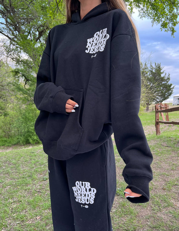 Our World Needs Jesus Black Unisex Sweatpant Christian Jogger