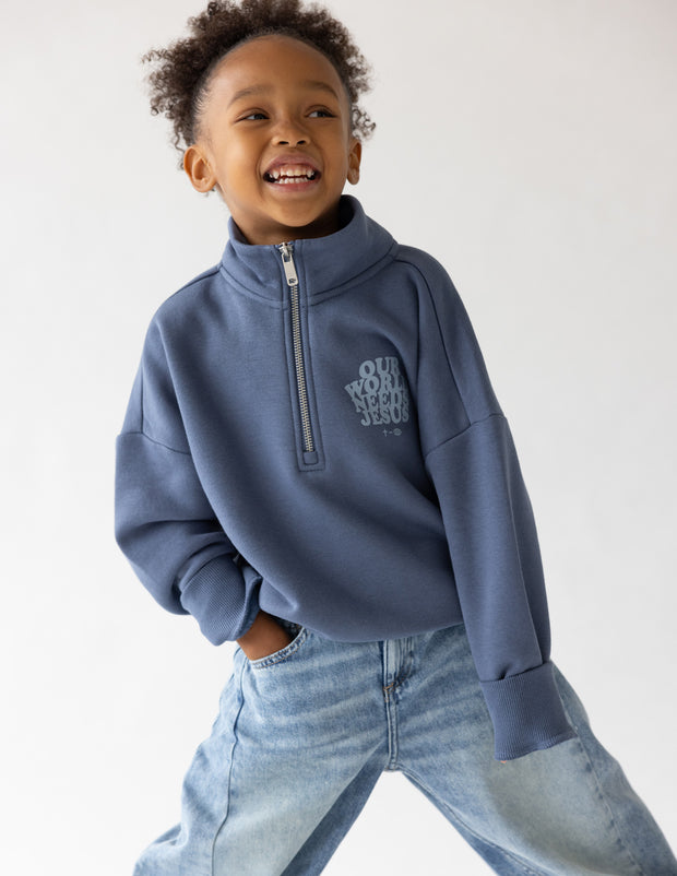 Our World Needs Jesus Kids Half-Zip Jacket Christian Outerwear