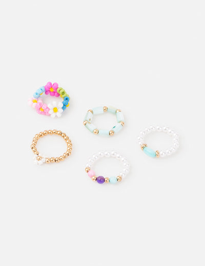 Pastel Beaded Ring Set Christian Jewelry