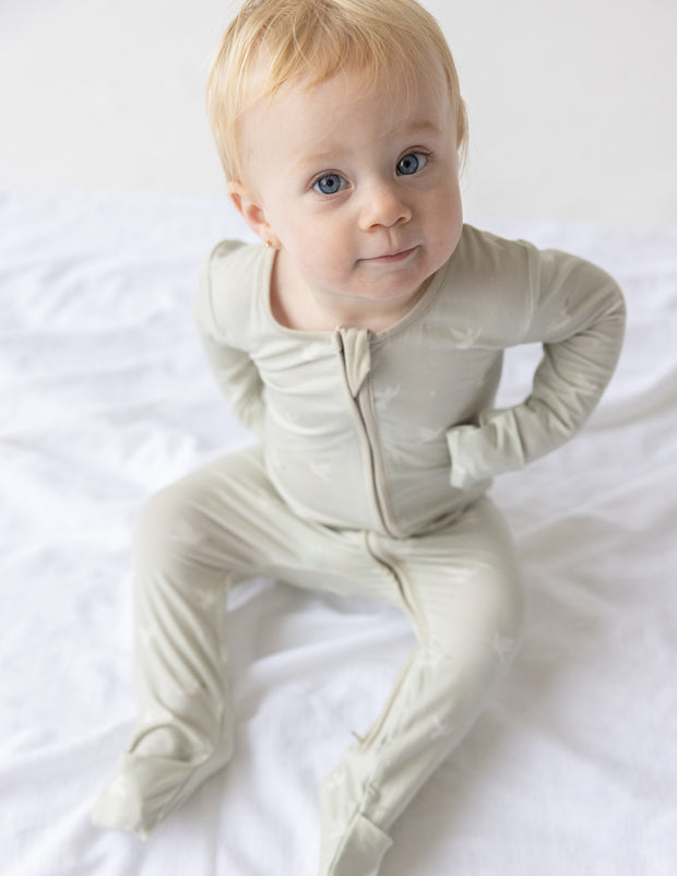 Peace Bamboo Convertible Footed Onesie Christian 2-Way Zip Baby Sleeper