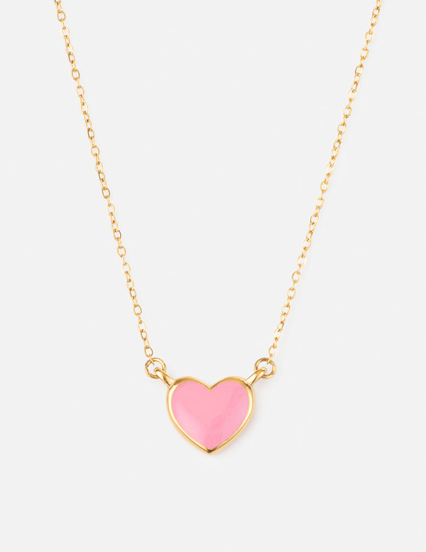 Pink Enamel Heart Necklace Christian Jewelry