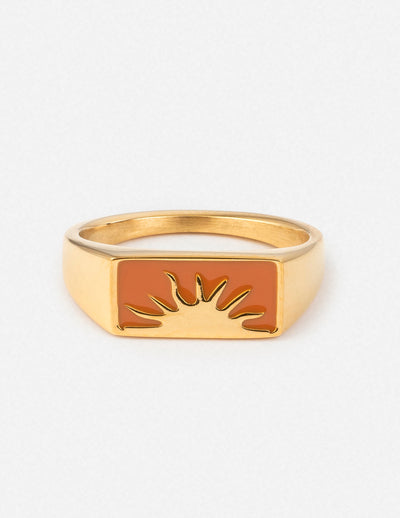 Sunrise Rectangular Signet Ring Christian Jewelry