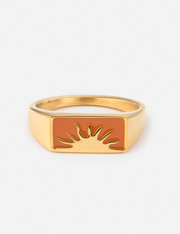 Sunrise Rectangular Signet Ring Christian Jewelry