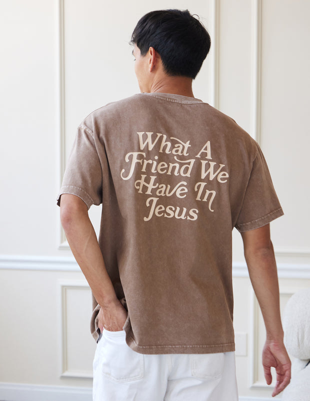 What a Friend in Jesus Brown Unisex Tee Christian T-Shirt