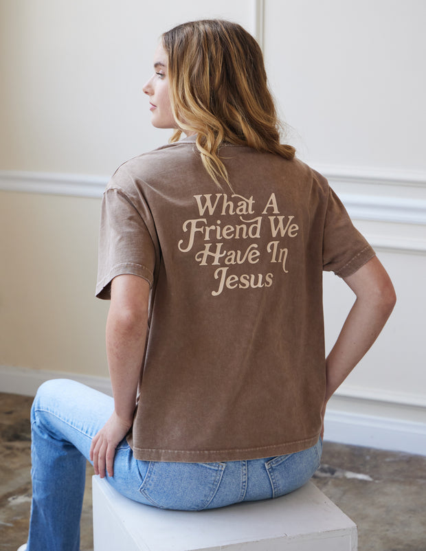 What a Friend in Jesus Brown Unisex Tee Christian T-Shirt