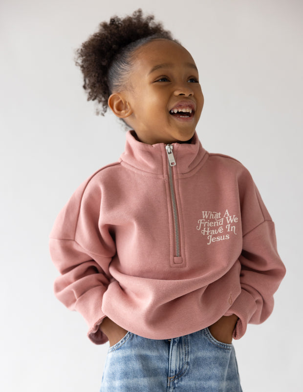 What a Friend in Jesus Kids Half-Zip Jacket Christian Outerwear