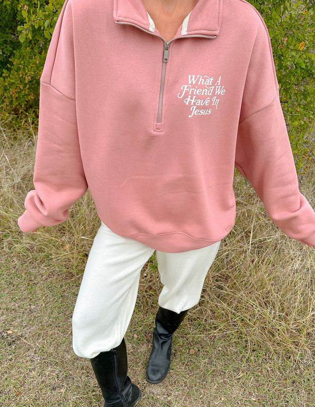 What a Friend in Jesus Women's Half-Zip Jacket Christian Outerwear