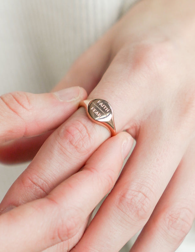 Rose Gold Faith Over Fear Christian Ring