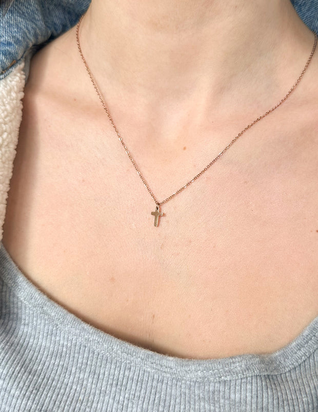 Rose Gold Cross Christian Necklace