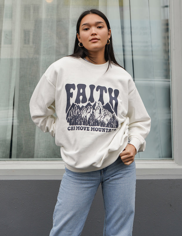 Faith Can Move Mountains Unisex Crewneck Christian Sweatshirt