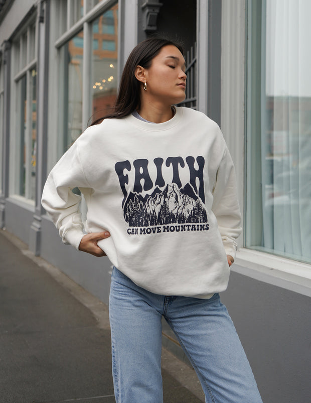 Faith Can Move Mountains Unisex Crewneck Christian Sweatshirt