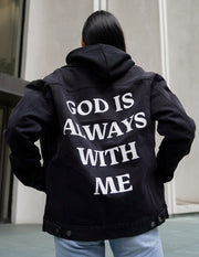 God is Always With Me Christian Denim Jacket