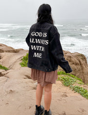 God is Always With Me Christian Denim Jacket