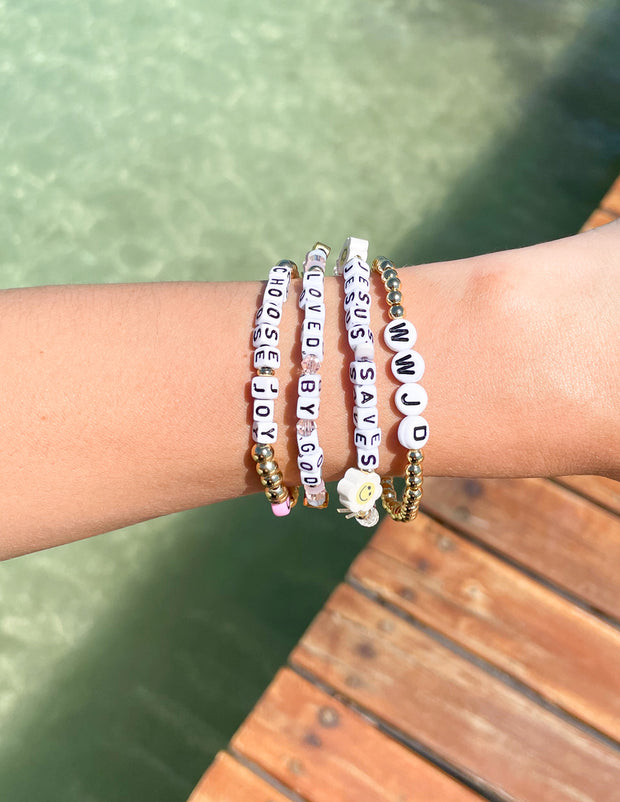 Elevated Faith Loved By God Letter Bracelet Christian Letter Bracelet