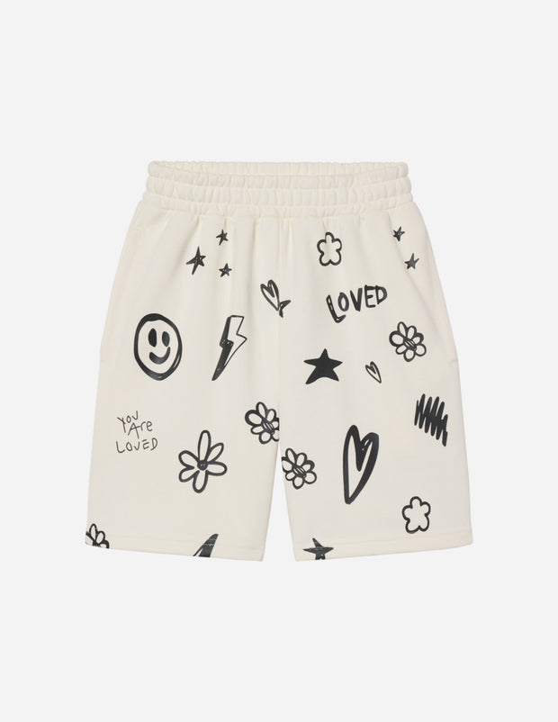 Elevated Faith Loved By God All-Over Cream Unisex Short Christian Short