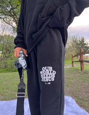 Our World Needs Jesus Black Unisex Sweatpant Christian Apparel