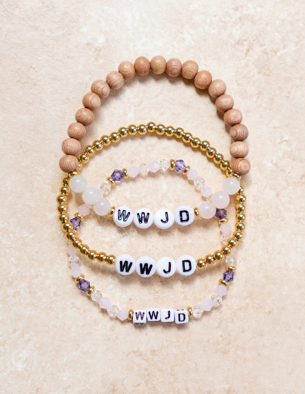 Elevated Faith WWJD Gold Letter Bracelet Christian Letter Bracelet