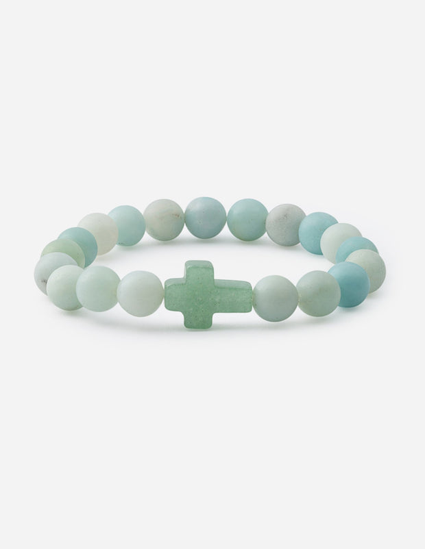 Elevated Faith Amazonite Cross Christian Stone Bracelet